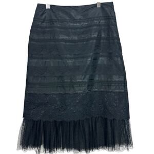 Vintage Y2K Skirt Express Women 5/6 Silk Lace Black Tulle Whimsigoth Coquette